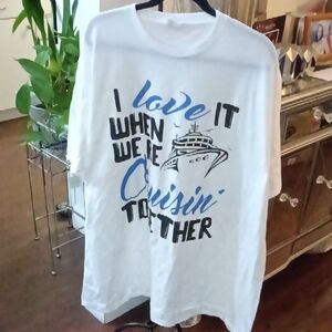 A:Port and Company White Graphic Tee